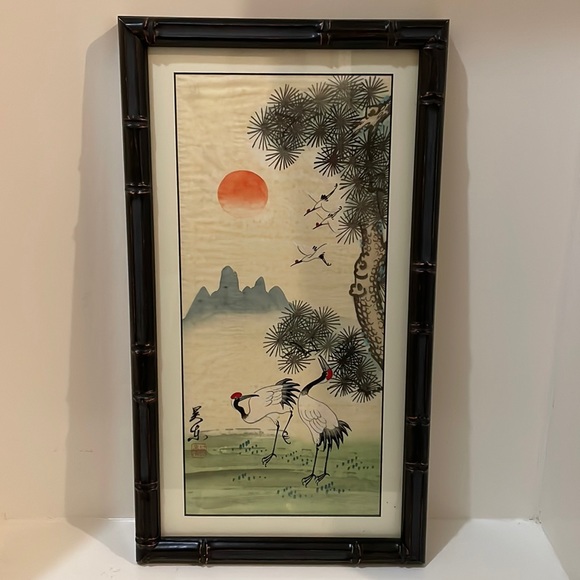 unknown Other - Vintage silk double crane pitcher